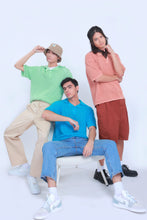 Load image into Gallery viewer, Knitted Basic Crochet Polo Shirt in Electric Blue