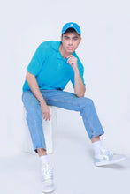 Load image into Gallery viewer, Knitted Basic Crochet Polo Shirt in Electric Blue