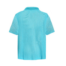 Load image into Gallery viewer, Knitted Crochet Polo Shirt in Aqua
