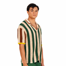 Load image into Gallery viewer, Knitted Crochet Polo Shirt in Vertical Stripes