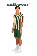 Load image into Gallery viewer, Knitted Crochet Polo Shirt in Vertical Stripes