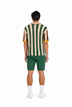 Load image into Gallery viewer, Knitted Crochet Polo Shirt in Vertical Stripes