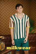 Load image into Gallery viewer, Knitted Crochet Polo Shirt in Vertical Stripes