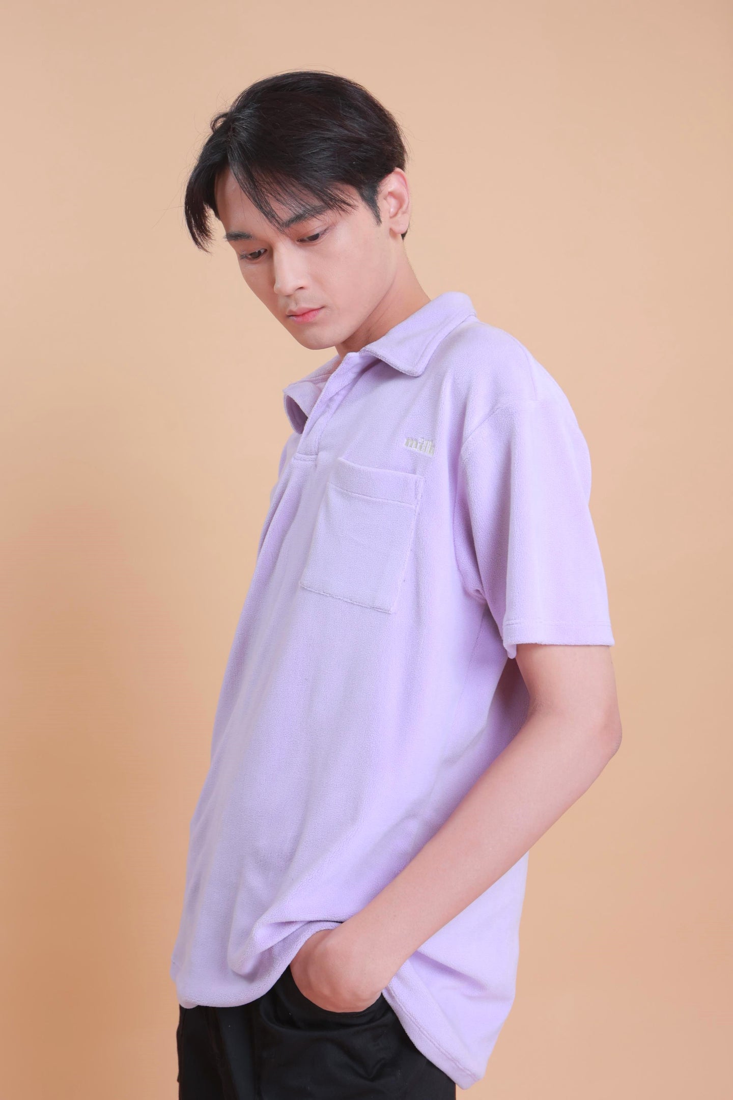 Milk Towel Terry Polo in Lavender