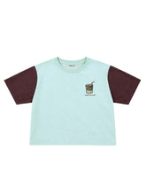 Load image into Gallery viewer, Matcha Club Color‑Block Cropped Tee – Relaxed Fit