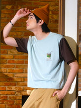 Load image into Gallery viewer, Matcha Club Color‑Block Cropped Tee – Relaxed Fit