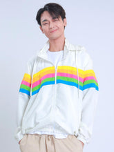 Load image into Gallery viewer, Rainbow Windbreaker Jacket in Off-White