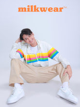 Load image into Gallery viewer, Rainbow Windbreaker Jacket in Off-White