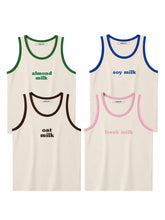 Load image into Gallery viewer, Milk Graphic Ringer Tank Top – Almond, Soy, Oat, Fresh