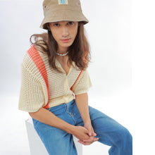 Load image into Gallery viewer, Knitted Crochet Polo Shirt in Multi-Stripe
