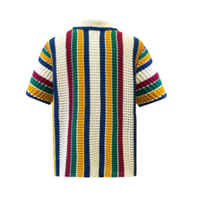 Load image into Gallery viewer, Knitted Crochet Polo Shirt in Multi-Stripe
