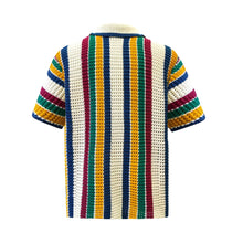 Load image into Gallery viewer, Knitted Crochet Polo Shirt in Multi-Stripe