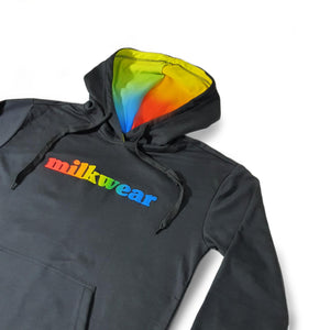 Pullover Jacket with Rainbow Print & Hood