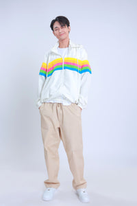 Rainbow Windbreaker Jacket in Off-White