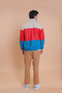 Tri-Color Zip-Front Windbreaker Jacket