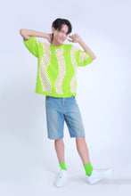Load image into Gallery viewer, Knitted S-Knit Crochet Top in Neon Green
