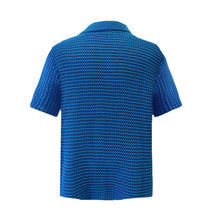 Load image into Gallery viewer, Knitted Crochet Polo Shirt in Ocean Blue
