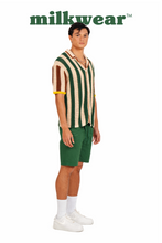 Load image into Gallery viewer, SHIRT - STRIPE BUTTON-DOWN CROCHET POLO
