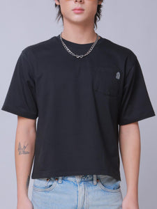 Basic Cropped Tee with Chest Pocket