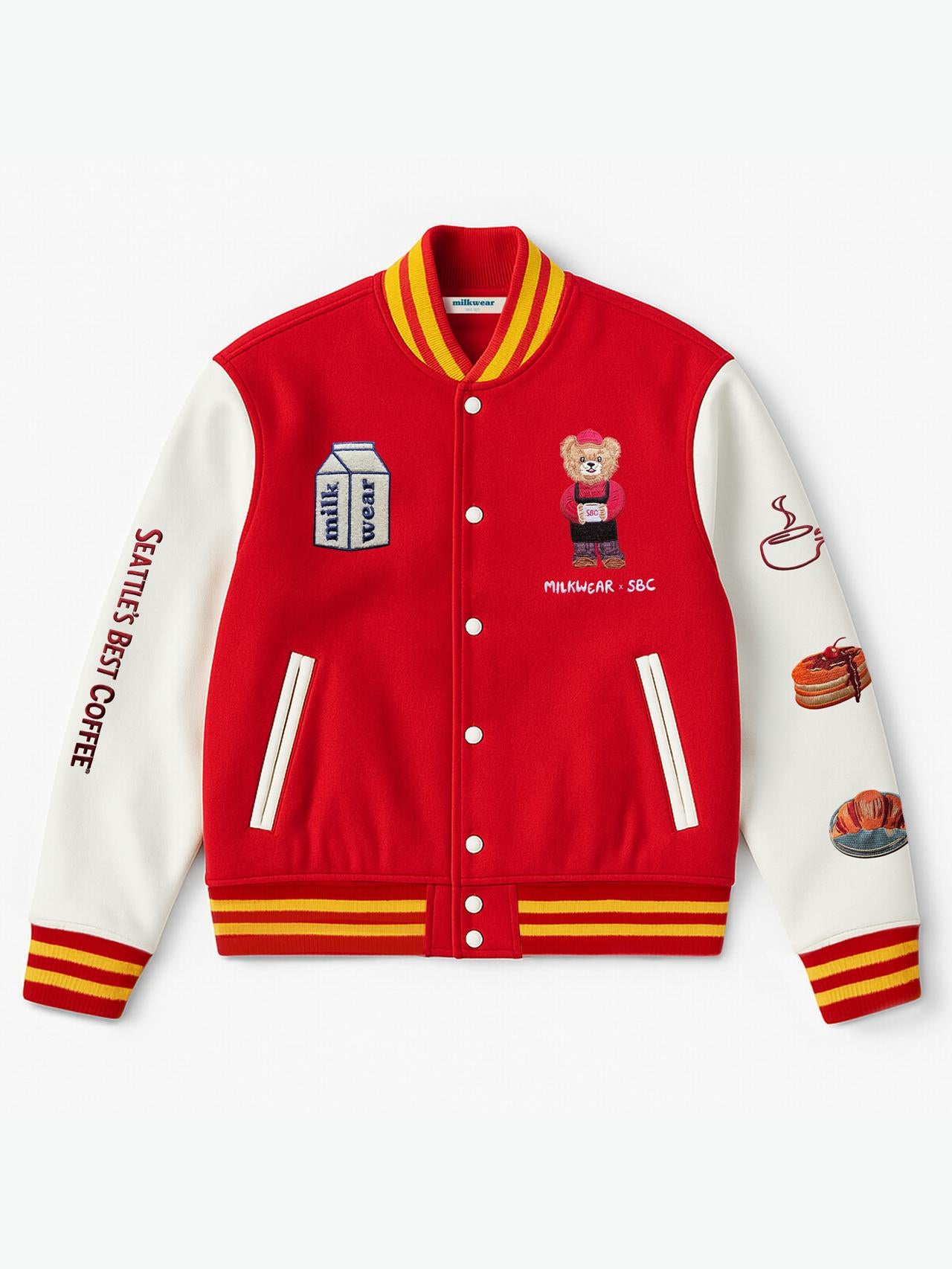 MILKWEAR x Seattle's Best Coffee Varsity Jacket in Red