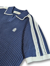 Load image into Gallery viewer, Knitted Basic Crochet Polo Shirt with Milkbox Logo in Navy Blue
