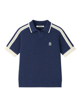 Load image into Gallery viewer, Knitted Basic Crochet Polo Shirt with Milkbox Logo in Navy Blue
