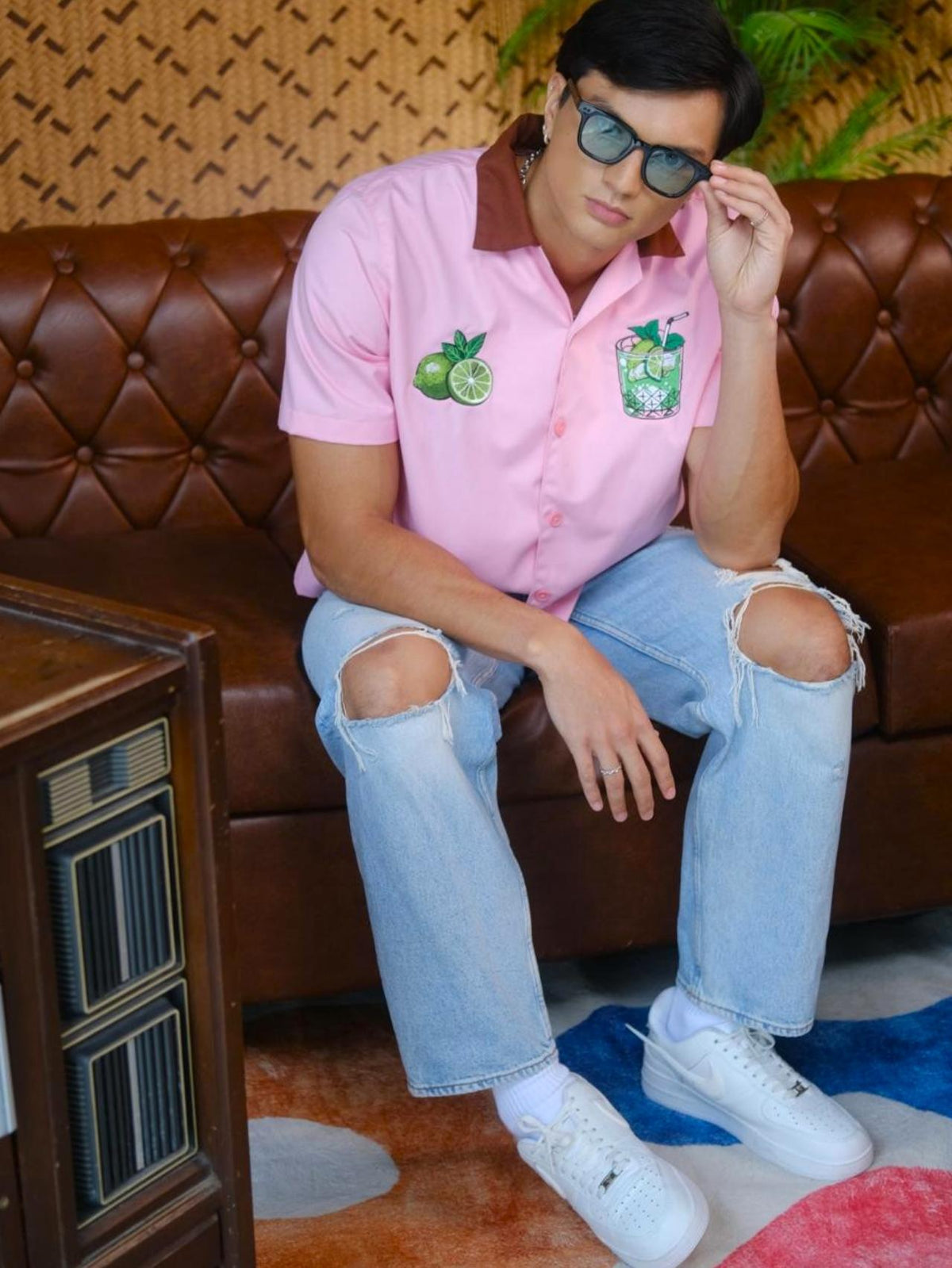 Happy Hour Club Mojito Cropped Polo – with Embroidery & Contrast Collar