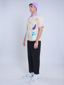 Graphic Patch Polo Shirt - Peach & Eggplant