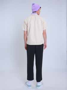 Graphic Patch Polo Shirt - Peach & Eggplant