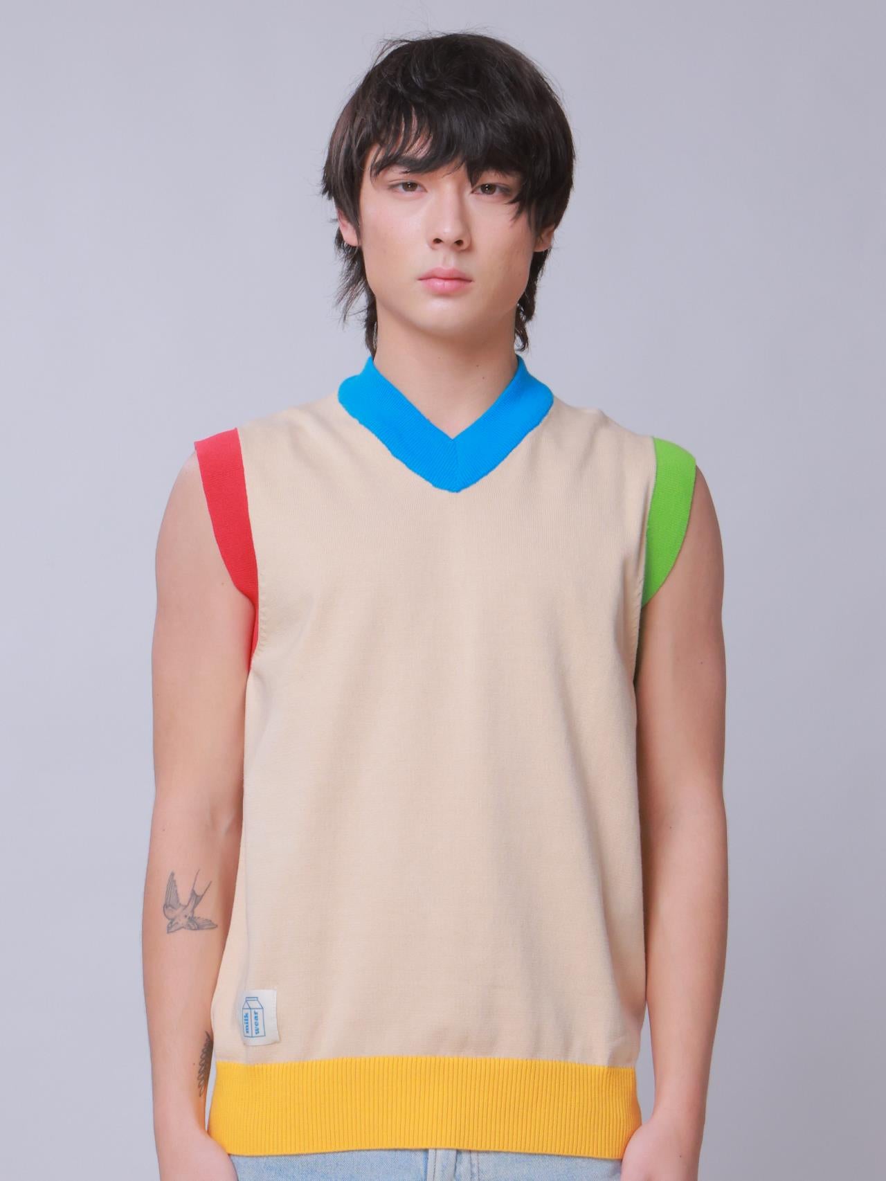 Knitted Color Block Vest