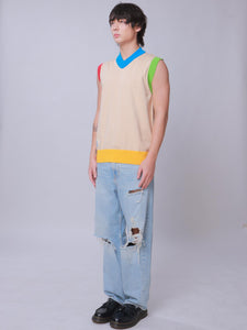 Knitted Color Block Vest