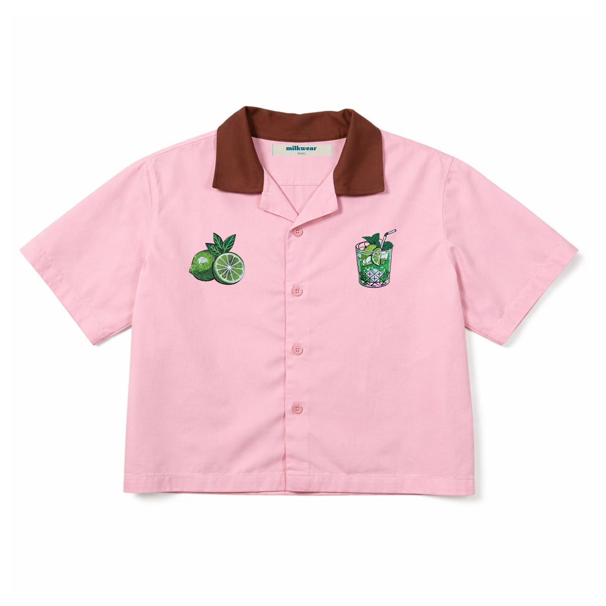Happy Hour Club Mojito Cropped Polo – with Embroidery & Contrast Collar