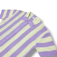 Load image into Gallery viewer, Knitted Crochet Polo Shirt in Lavender Stripe
