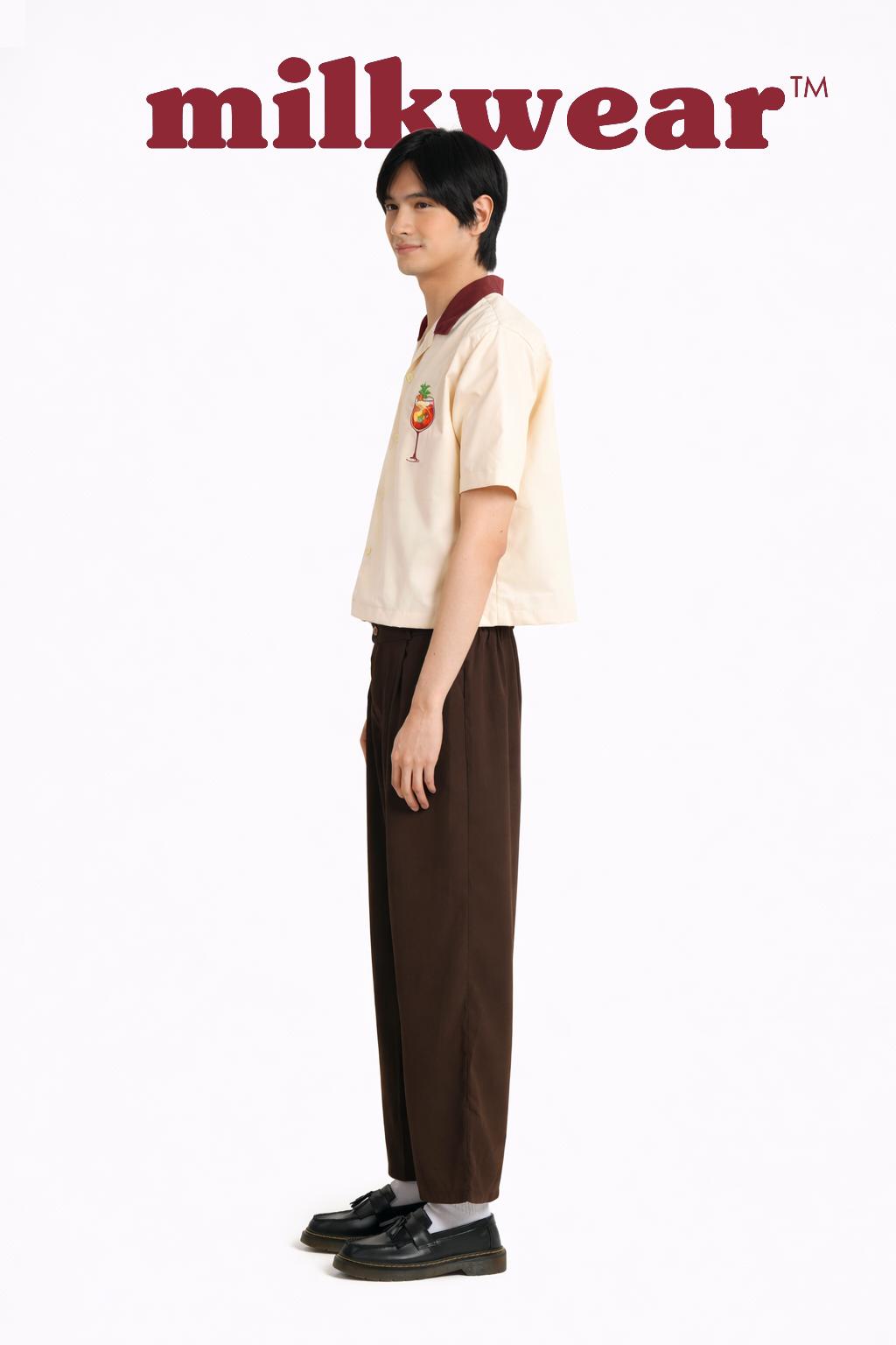 Happy Hour Club Sangria Cropped Polo – with Embroidery & Contrast Collar