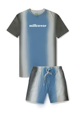 Load image into Gallery viewer, Ombre Stripe Tie-Dye Shorts in Blue
