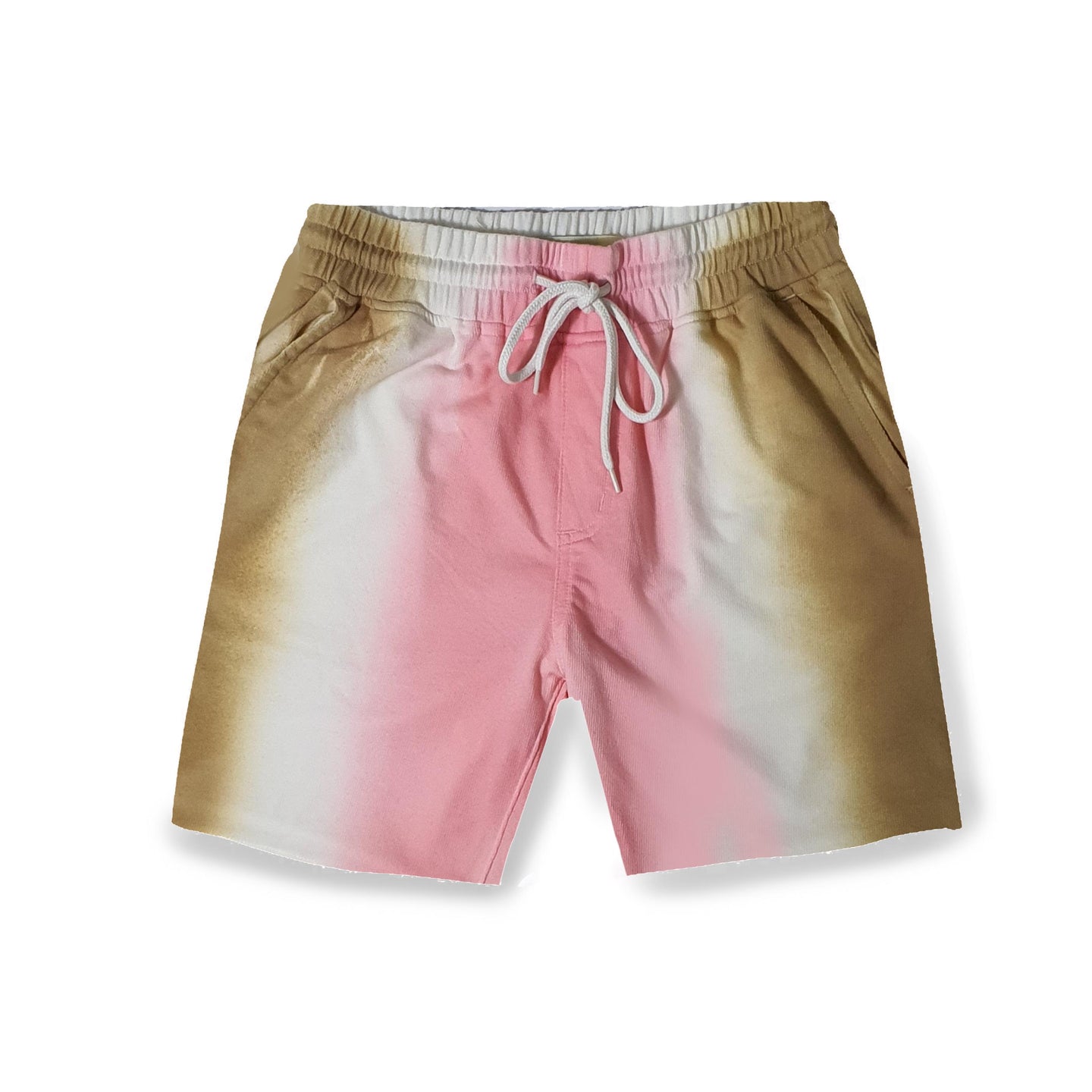 Ombre Stripe Tie-Dye Shorts in Pink