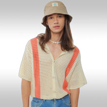 Load image into Gallery viewer, Knitted Crochet Polo Shirt in Cream
